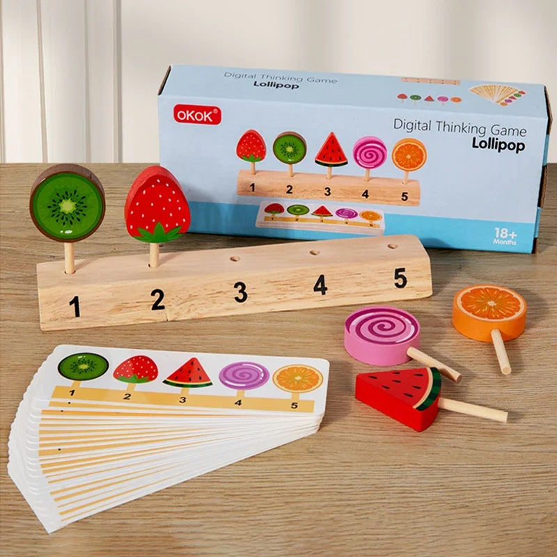 Kids Shape Color Sorting Board Game Wooden Fruit Candy Ice Cream Matching Game Logical Thinking Training Food Toys