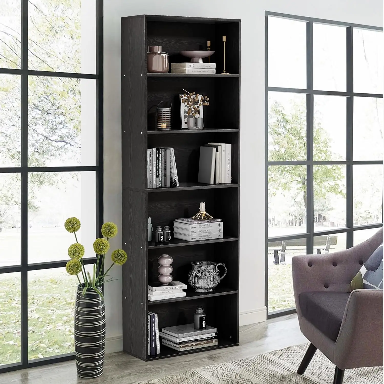 

71" Tall Bookcase, 6-Tier Open Display Storage Shelves, Floor Standing Large Book Shelf for Living Room, Home Office, Bed Room