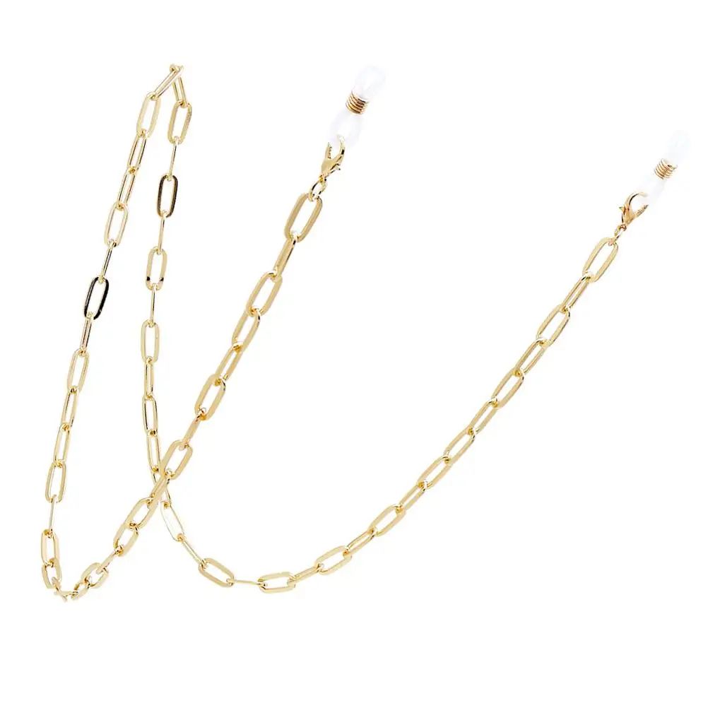 

Chain Link Lanyards Golden Glasses Mask Paper Clip Necklace Eyeglasses for Women