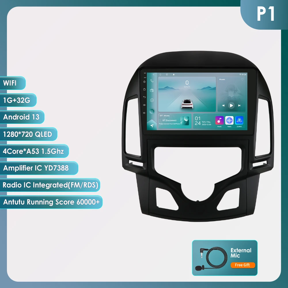 OSSURET AI Android 14 Autoradio Voor Hyundai I30 AT MT 2006-2011 Auto Multimedia GPS Carplay 4G DSP BT 360 Camera Door Snapdragon 6115