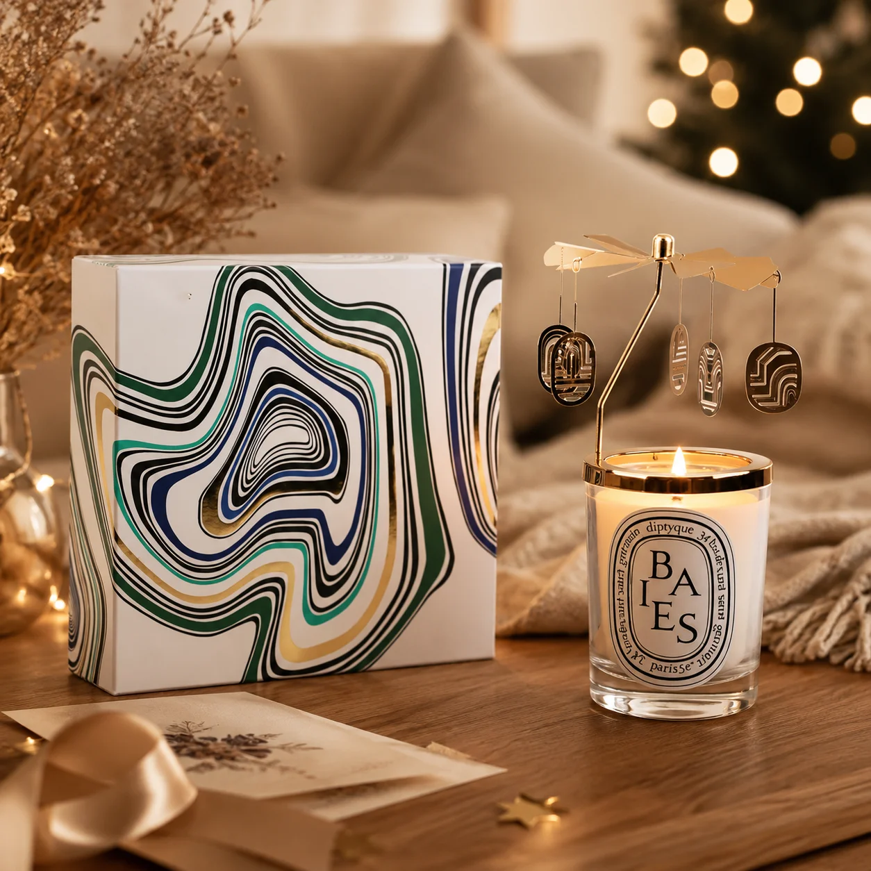 Rotating Metal Candle Diptyques THolder Carousel Tabletop Valentines Wedding Party Centerpiece Gift Boxed Scented Candles