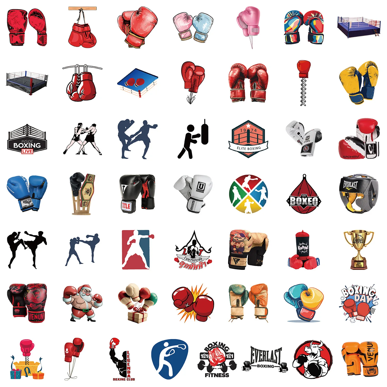 10/30/50PCS Boxing Cartoon Stickers Cool Sports Sticker Graffiti Decoration Fridge Luggage Laptop Phone Guitar Bike Decals Toy