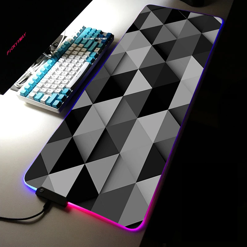 

Triangle RGB Gaming Mouse Pad Large XXL Size Mouse Carpet Big Keyboard Pad Computer Mousepad Desk Play Mat With Backlit Gammer