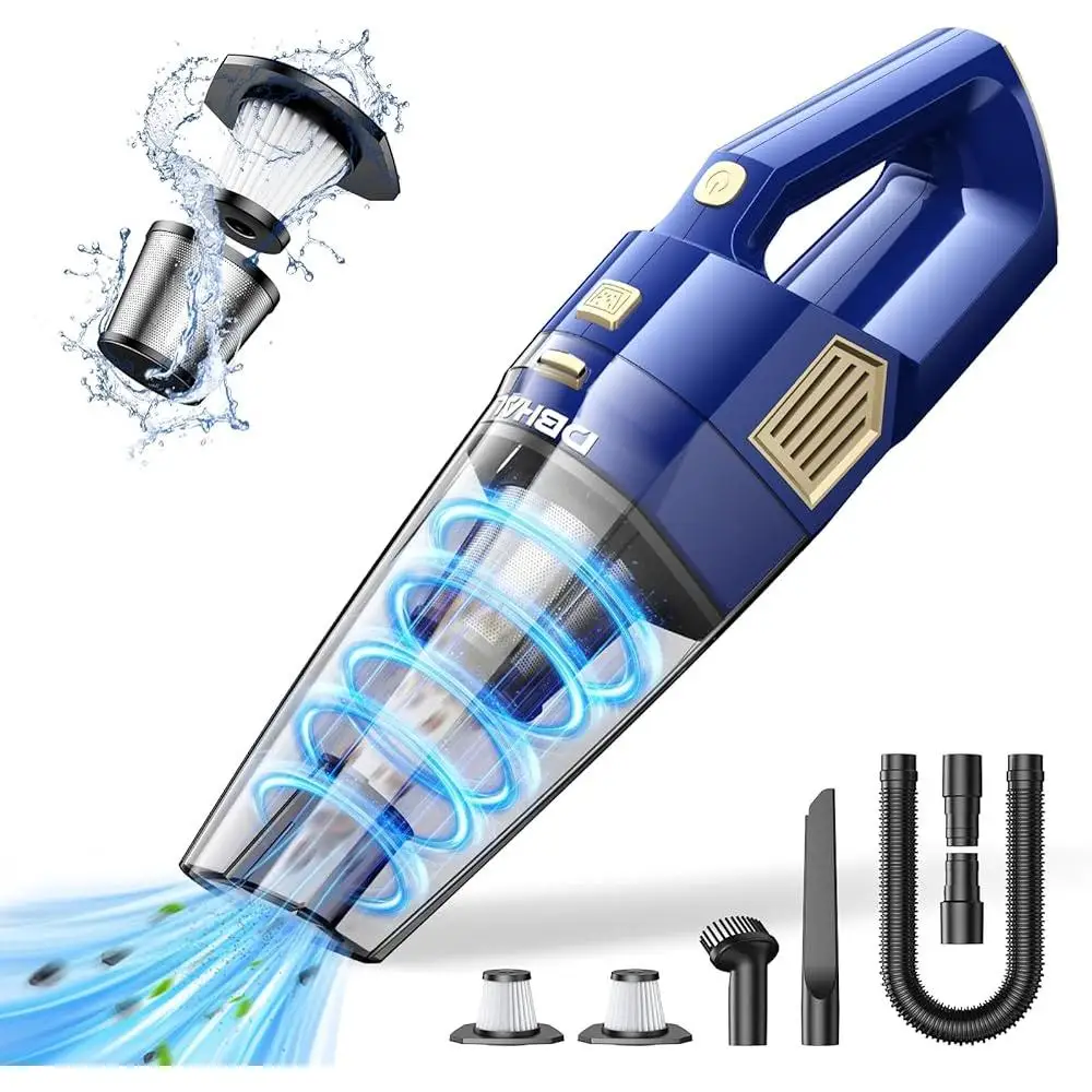 Беспроводной ручной пылесос 15000PA, легкий портативный всасывающий пылесос с HEPA-фильтрами, аксессуары для домашней уборки автомобиля