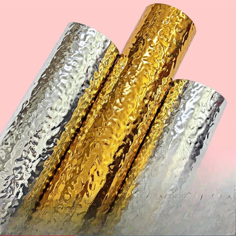 Imitation metal stainless steel silver water ripple self-adhesive plastic decoration wedding background wallpaper restaurant