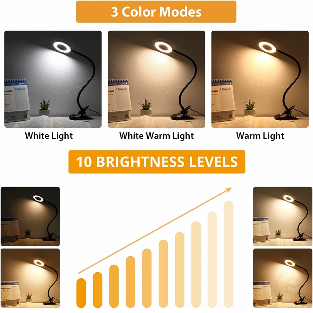 Eye protection LED Desk Lamp 48LED USB Night Light 3Colors Dimmable Bedside Reading Light Portable Book Light Soft Light
