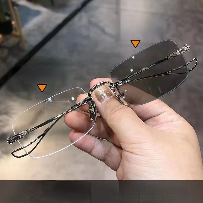 Photochrome Anti-Strahlungs-Rahmenlose Brille für Damen und Herren, randlose Farbtöne, randlose Brille, Computer, Anti-Blaulicht, 2-in-1 – Detail 8