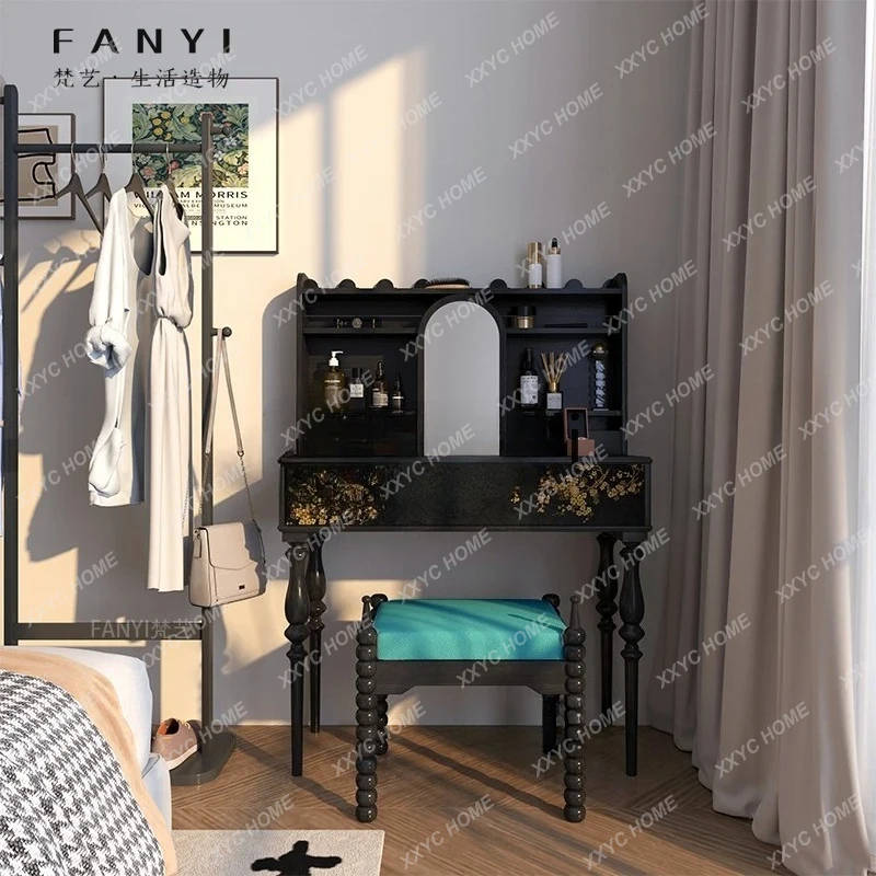 

New Style Dressing Table Classical Solid Wood Makeup Table Integrated Against The Wall Desk Can Be Customized