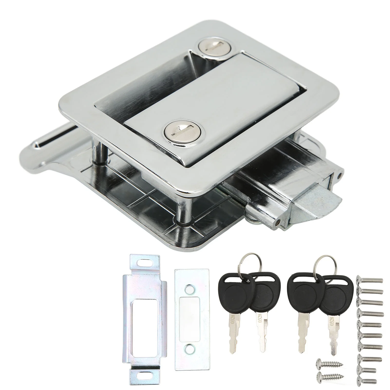 RV Entrance Door Lock Safety Latch Lock Built in Deadbolt Aluminum Alloy for Camper Travel Trailer Motorhome Chrome