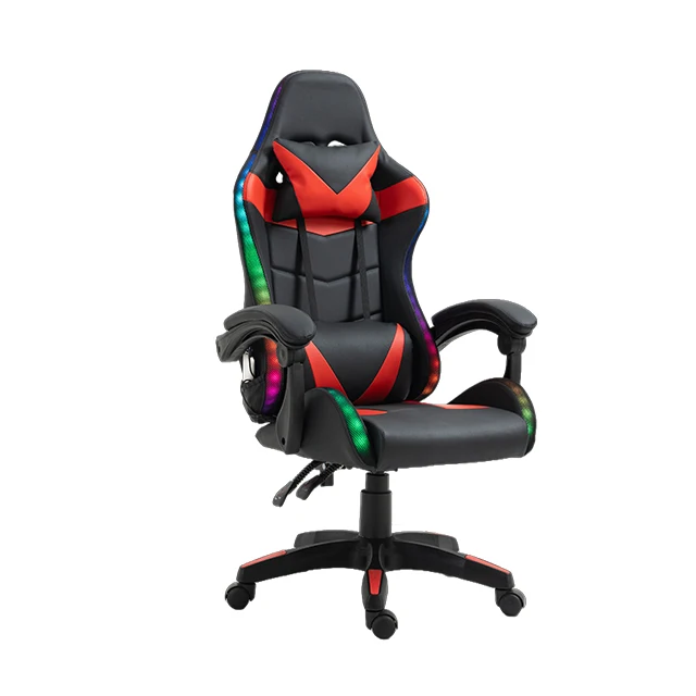 

High Quality LED Colorful Lights Full Massage Pro Gamer Chair Bluetooth Speakers Gaming Chair
