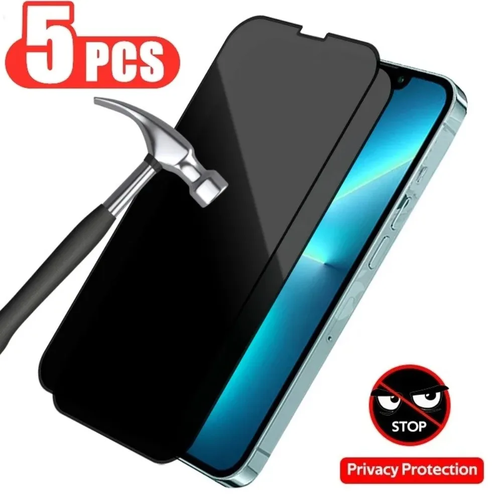 5Pcs Privacy Screen Protector for IPhone 14 15 Pro Max 12 13 Anti-Spy Protective Glass for IPhone 11 Pro XS XR 7 8 Plus Glass