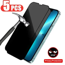 5Pcs Privacy Screen Protector for IPhone 14 15 Pro Max 12 13 Anti-Spy Protective Glass for IPhone 11 Pro XS XR 7 8 Plus Glass