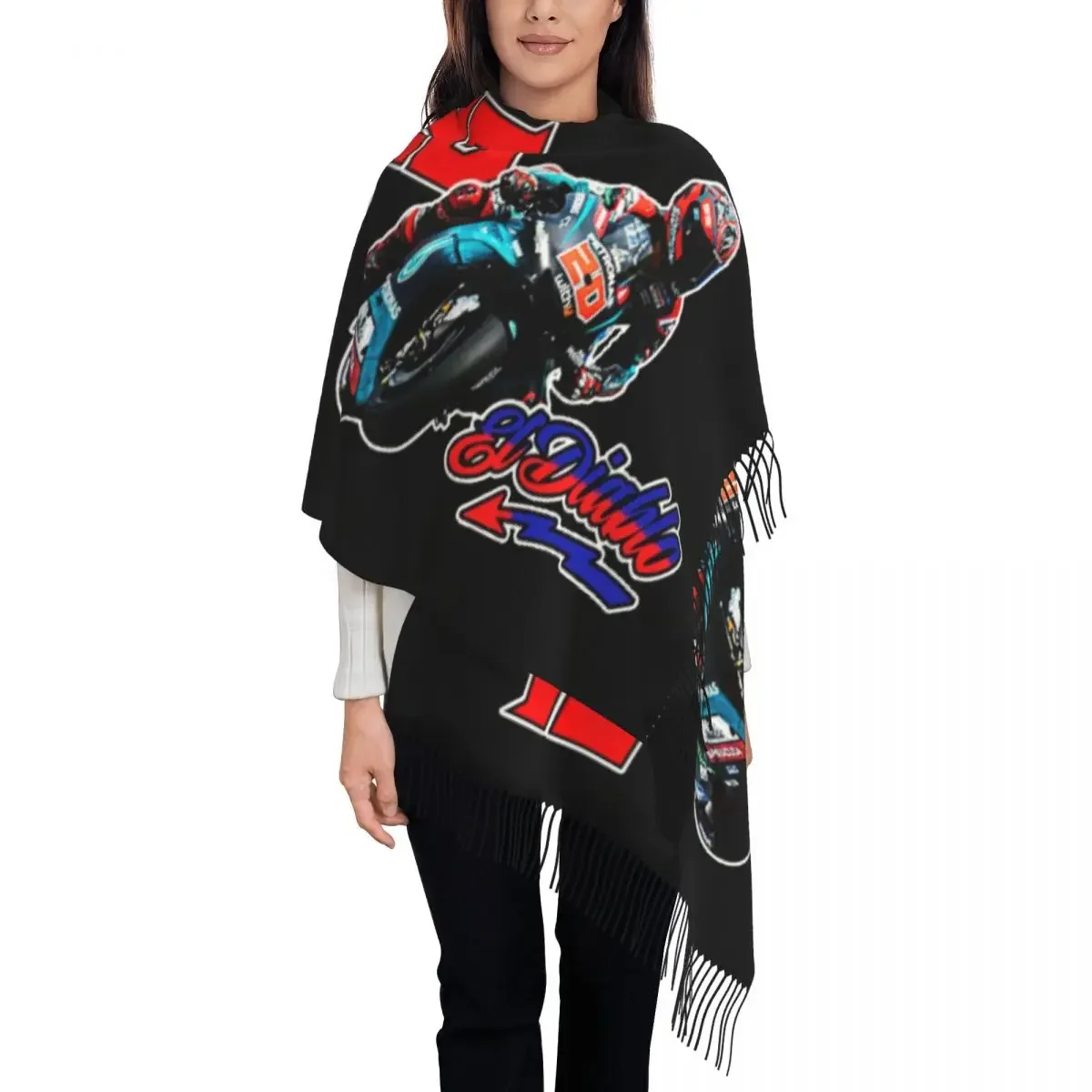 Female Large Motorcycle Rider Scarves Women Winter Fall Soft Warm Tassel Shawl Wraps El Scarf