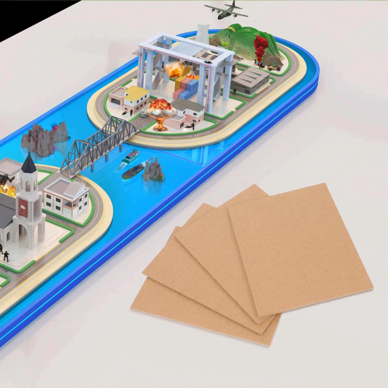 

Набор из 4 деревянных оснований для миниатюрных архитектурных моделей, декор для садового ландшафта, креативные строительные пластины для детей и всей семьи