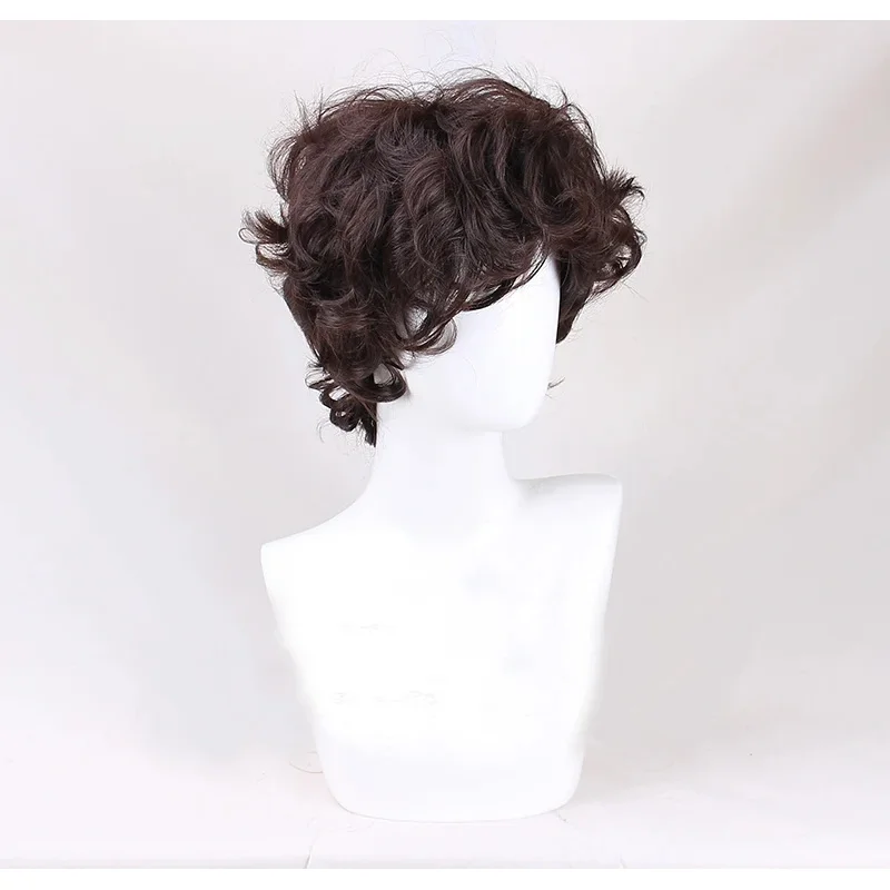 

COSda@Frodo Baggins Cosplay Wig Brown Short Curly Heat Resistant Synthetic Hair Role Play Wigs + Wig CapCOSda@