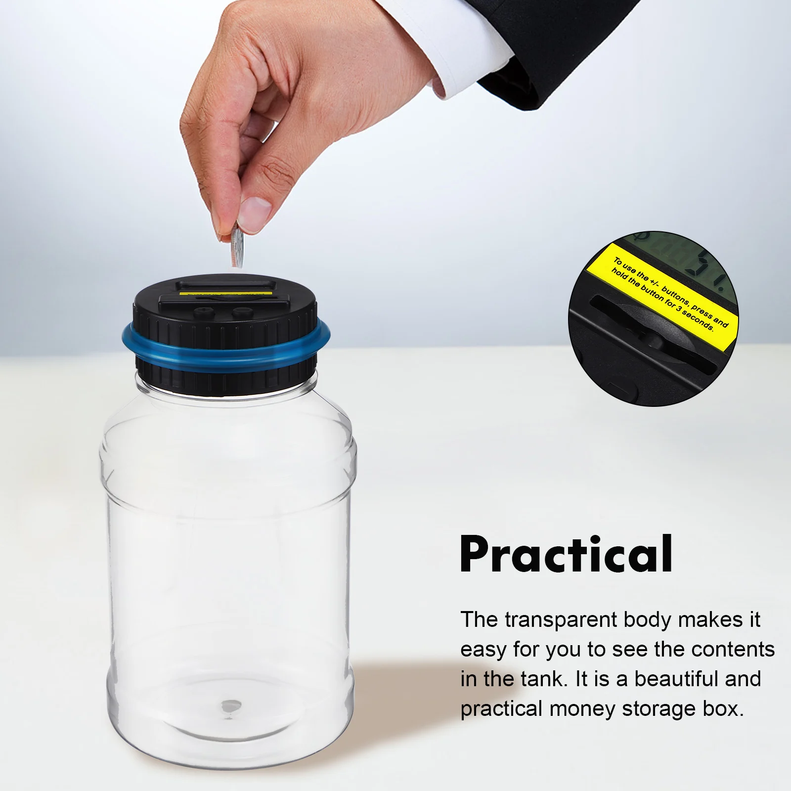 

Digital Coin Counting Piggy Bank Transparent Money Saving Jar Large Capacity Change Jar For Adults Coin Bank Container Cash