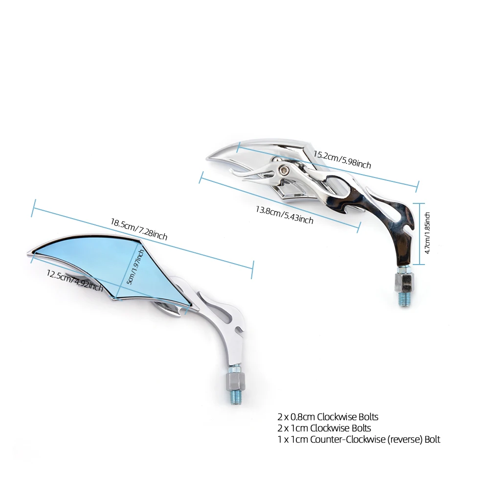 

Flame Style Motorcycle Rearview Mirrors Universal 8mm 10mm Motorbike Chrome Side Mirror For Harley Honda Kawasaki Yamaha Suzuki