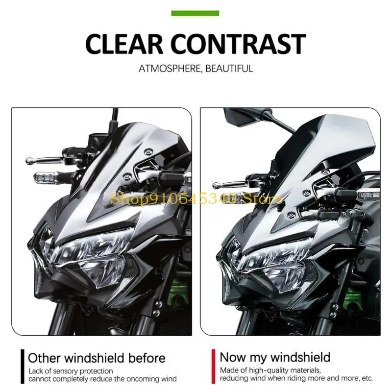 

U2JA Streamlined Motorcycle Windshield Motorcycle Windscreen Easy Install Motorcycle Wind Deflector for Motorbike z900 2020