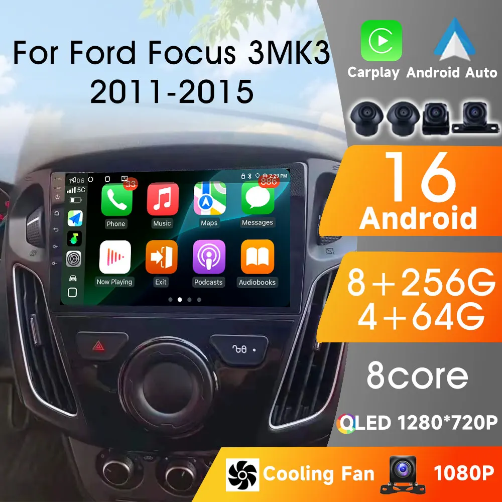 

Автомобильный радиоприемник 2Din Carplay Android для Ford Focus 3 Mk3 2011-2017, видеосабвуфер, Android 16, плеер, автомобильное мультимедийное видео, авторадио