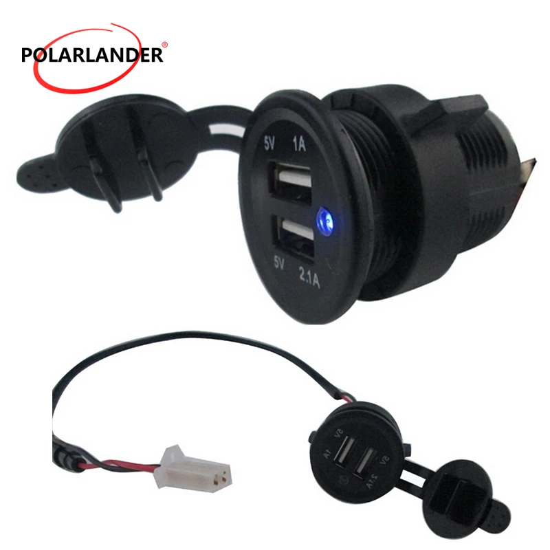 Auto Truck Adapter USB Socket Car Charger Power Mobile Phone LED Panel Charge 5V 2.1A Socket Dual USB Port for Boat Motorcycle