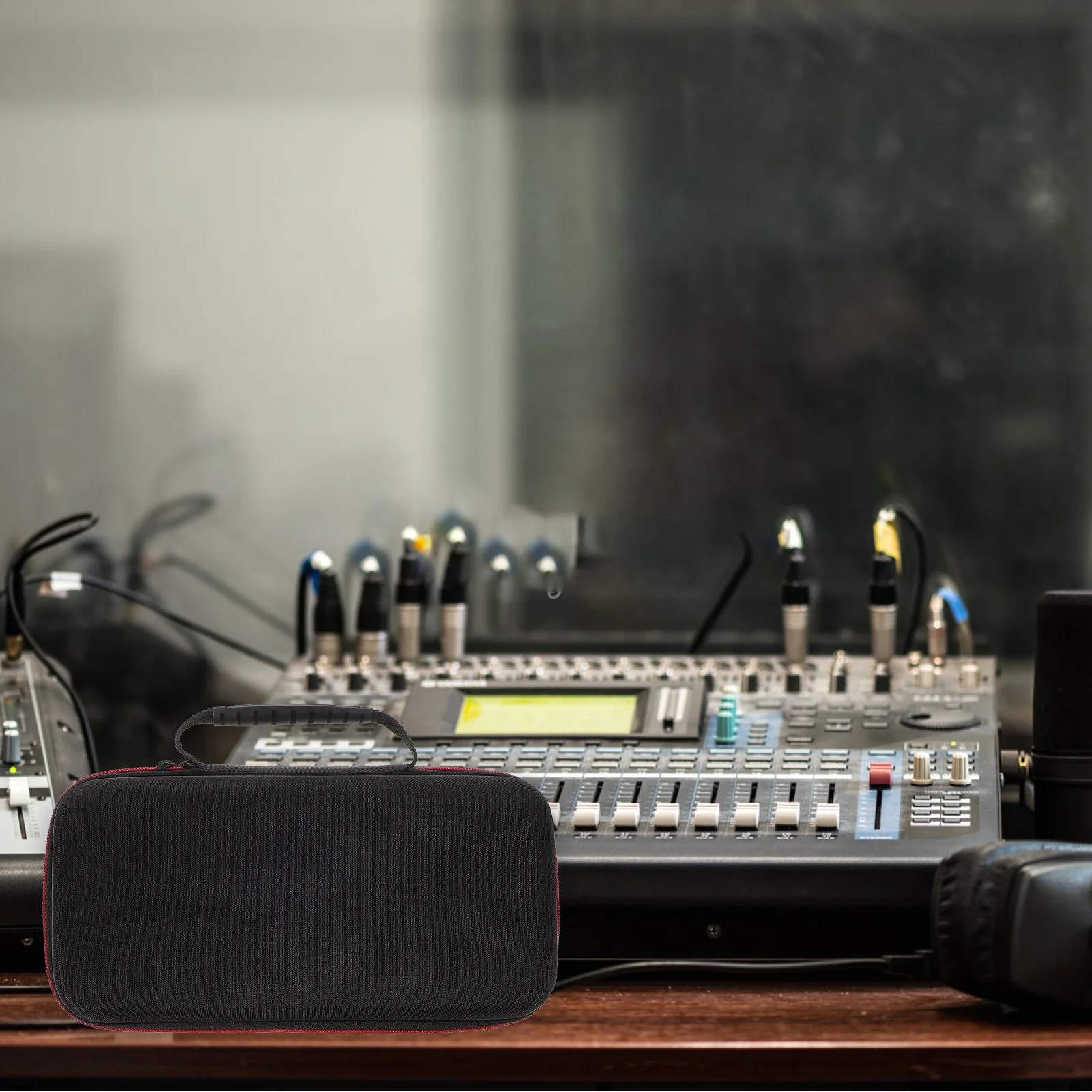 

1pc Microphone Case Black Lightweight Eva Storage Pouch Portable Waterproof Mic Organizer Universal Microphone Container Karaoke