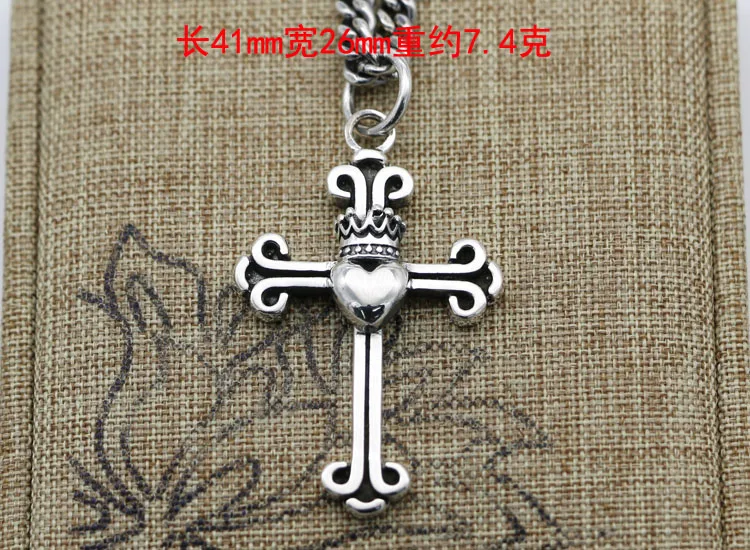 Sunshine Handsome Accessories Sterling Silver Cross Crown Love Necklace Pendant Vintage Fashion Sweater Chain Pendant trendsette