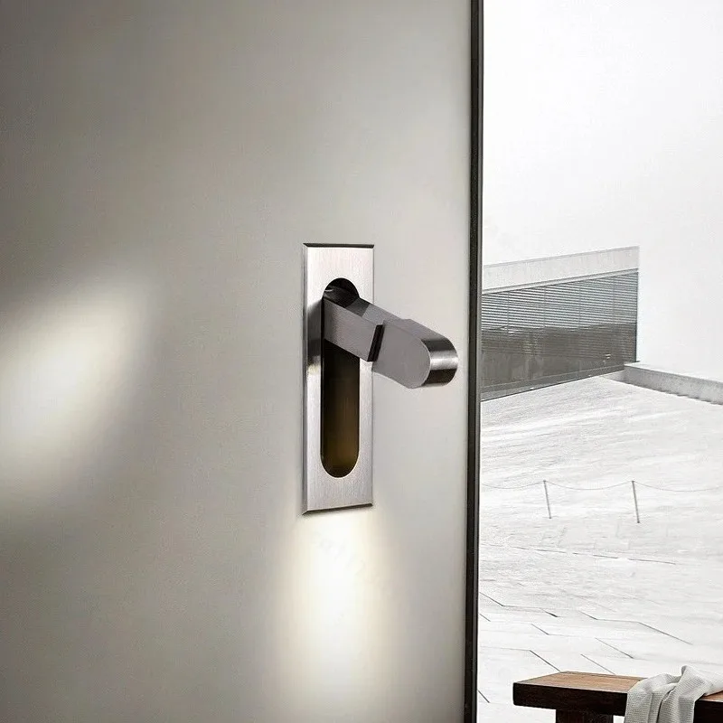 Bedroom Bedside Wall Light LED Minimalist Hotel Wall Light Rotatable Embedded Wall Light