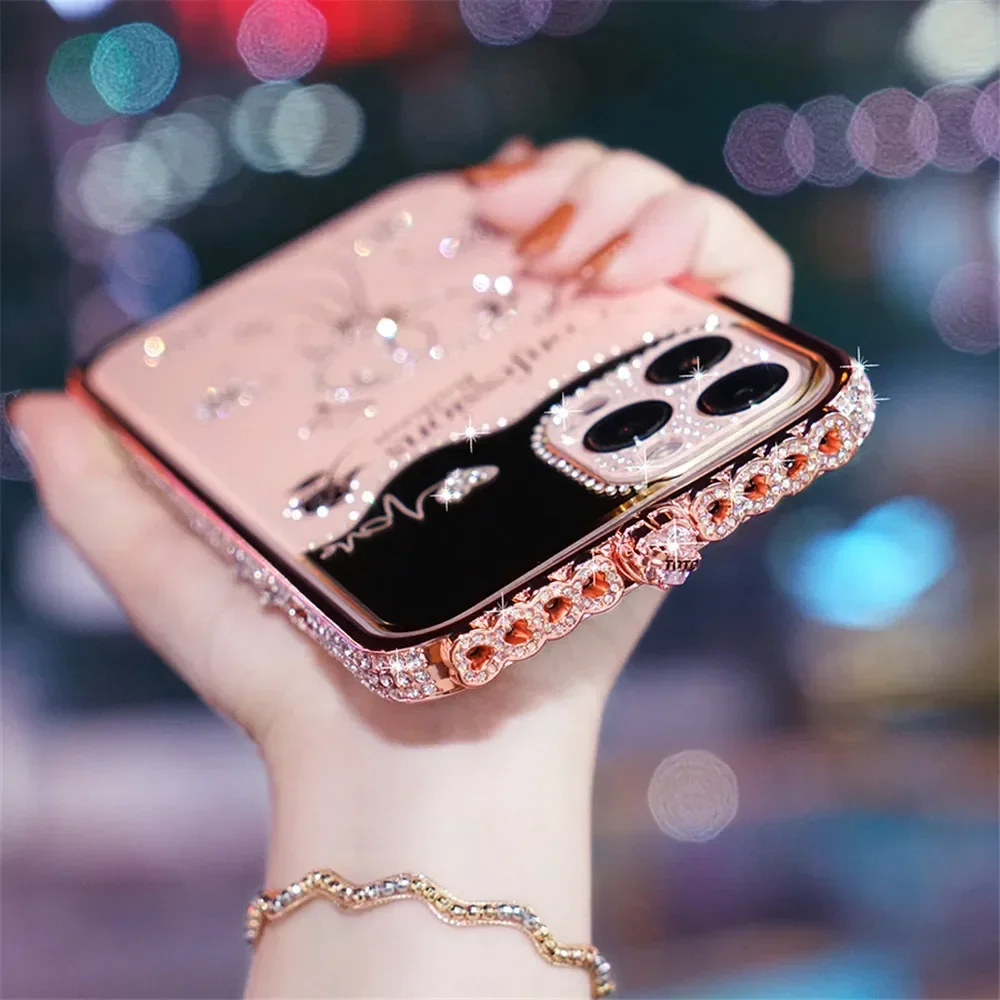 Glitter Rhinestone Case For iPhone 15 Pro Case Shockproof Metal Bumper Cover For iPhone 11 12 13 14 Pro Max 15 Plus Case Funda