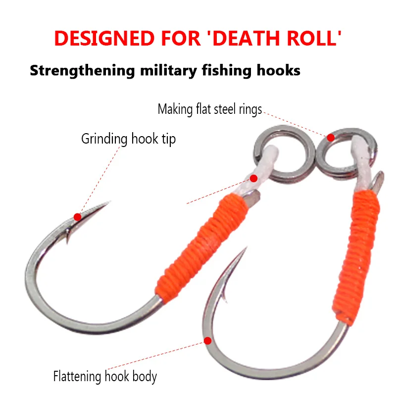 ISEAMA/MARUSEIGO Assist Hook Solid Ring JigLure Jigging Fishjig Double Pair Barbed Assist Hooks Pesca Peche Fishing Slow Jig