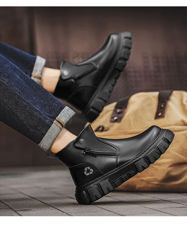 Herren-Freizeitstiefel mit hohem Schaft und seitlichem Reißverschluss, atmungsaktiv und bequem für Outdoor-Sportarten, Wandern und Trekking. – Detail 12