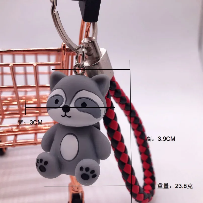 The Sitting Little Raccoon Shows The Soles of Its Feet Keychain for Women Bag Jewelry Trinket Men\'s Car Key Ring Pendant Gift