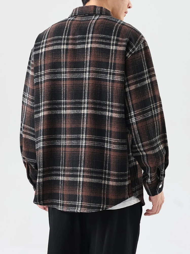 Oversized 8xl 7xl Plaid Shirt Men Winter Thick Vintage Flannel Long Sleeve Plus Size 6xl Loose Men\'s Casual Soft Dress Shirts