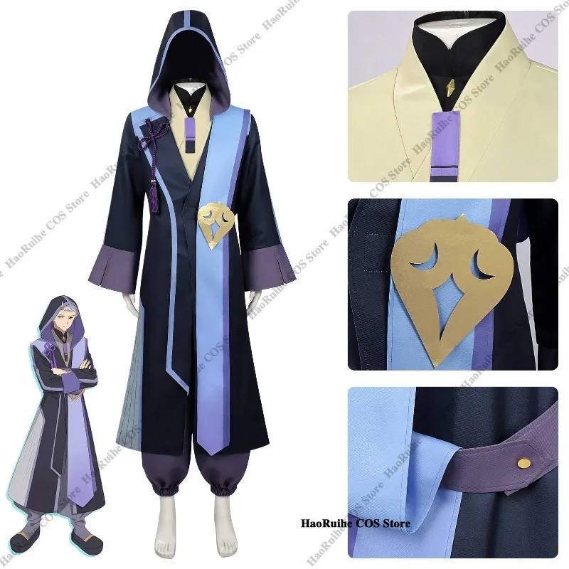Hot Anime Princess Kaguya! Rai Komazawa Cosplay Clothing Cool Dark Purple Blue Cape Big Hat Goth Wig Halloween Navidad Carnaval view 4