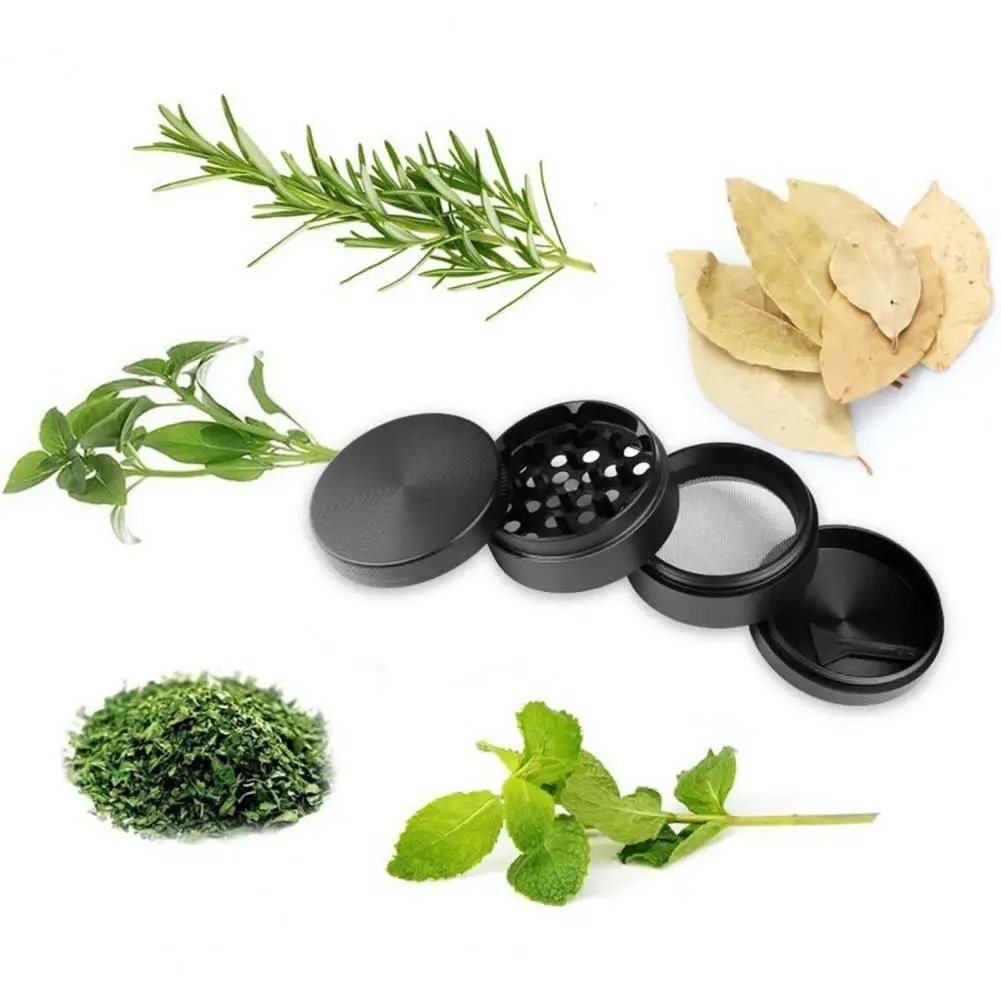 4 Processes Herb Grinder Manual Metal Teeth Zinc Alloy Kitchen Spice Condiment Crusher Pollen Vanilla Chinese Medicinal Mill