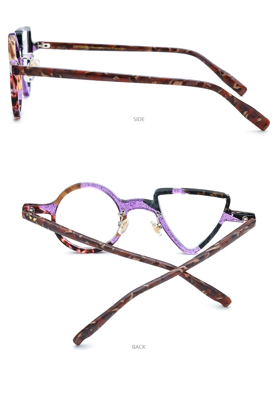 HEPIDEM Acetat-Brillen, Herren, Retro, rund, quadratisch, rhombisch, Brillengestell, Damen, Nerd, Vintage, japanische Brillen, 9386 – Detail 14