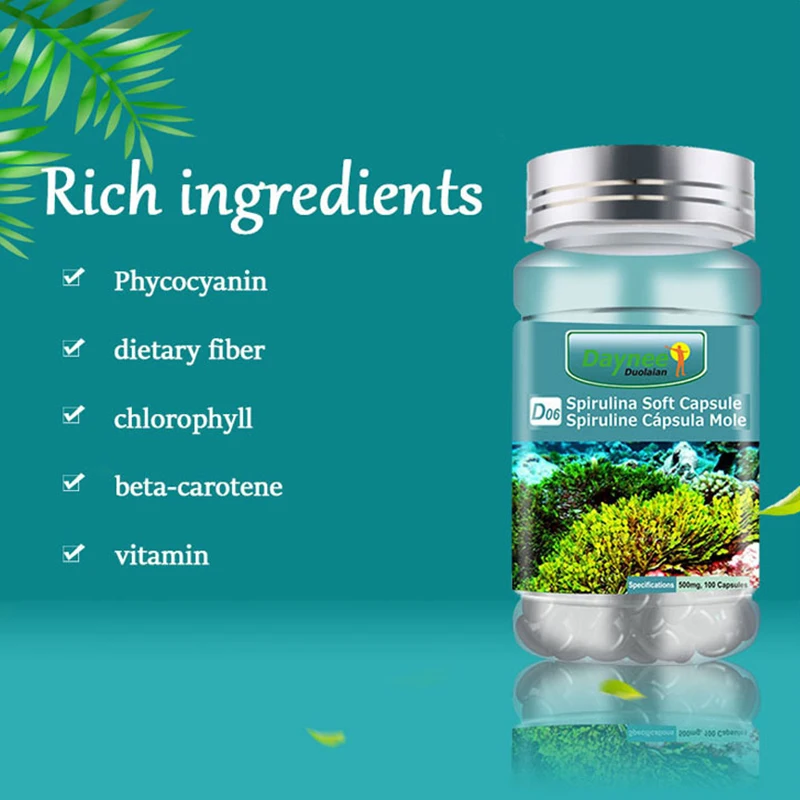 2 Bottle Spirulina Soft Capsule Helps To Improve Immunity Replenish And Balance Nutrition Every Day