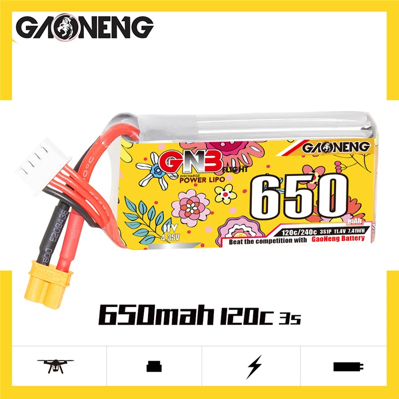 GNB 2S/3S/4S/5S/6S/8S 650mAh 120C/240C Lipo Battery For RC Quadcopter Helicopter FPV Racing Drone Battery With XT30 Plug