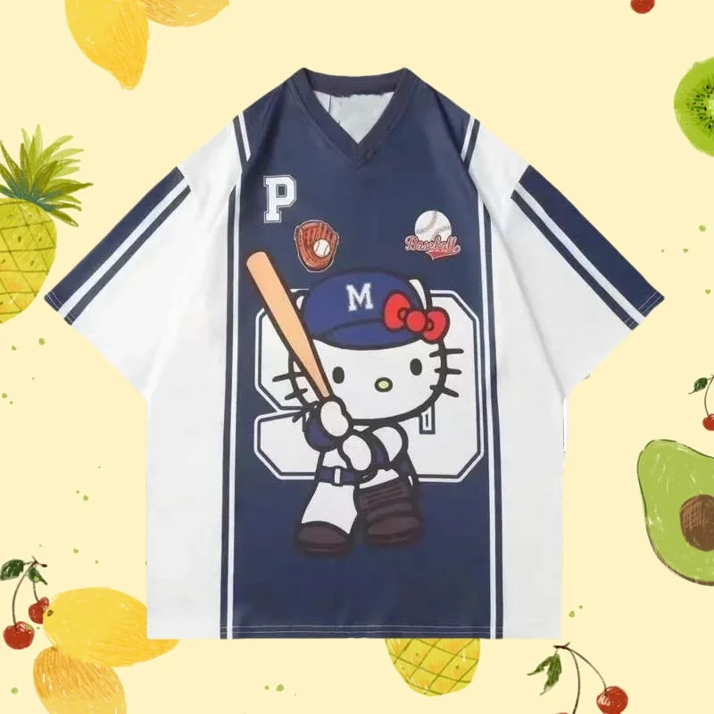 

MOTO-MOTO-Hello Kitty Спортивная футболка с короткими рукавами и 3D-принтом мультфильма, быстросохнущая, удобная, детский размер