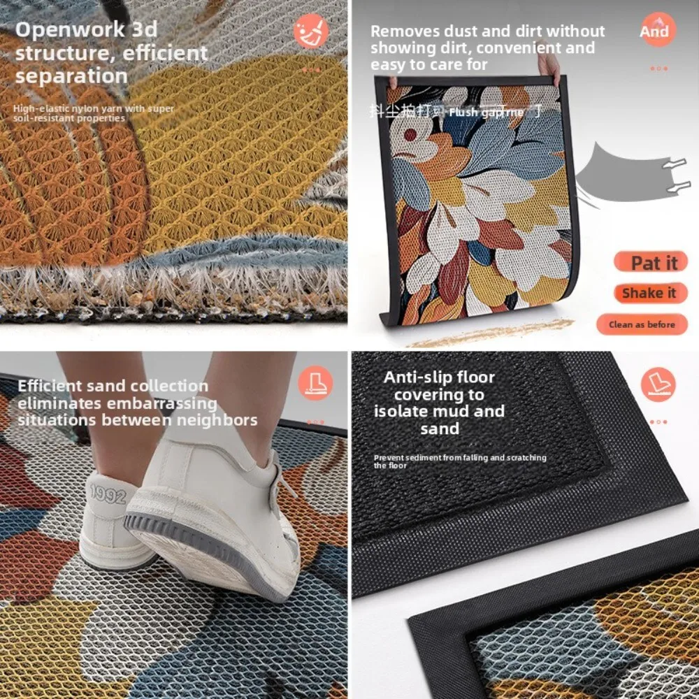 سجادة باب مدخل المنزل المطبوعة بالضوء، سجادة أرضية مقاومة للأوساخ من الحرير المرن غير قابلة للانزلاق لديكور غرفة نوم المطبخ والحمام