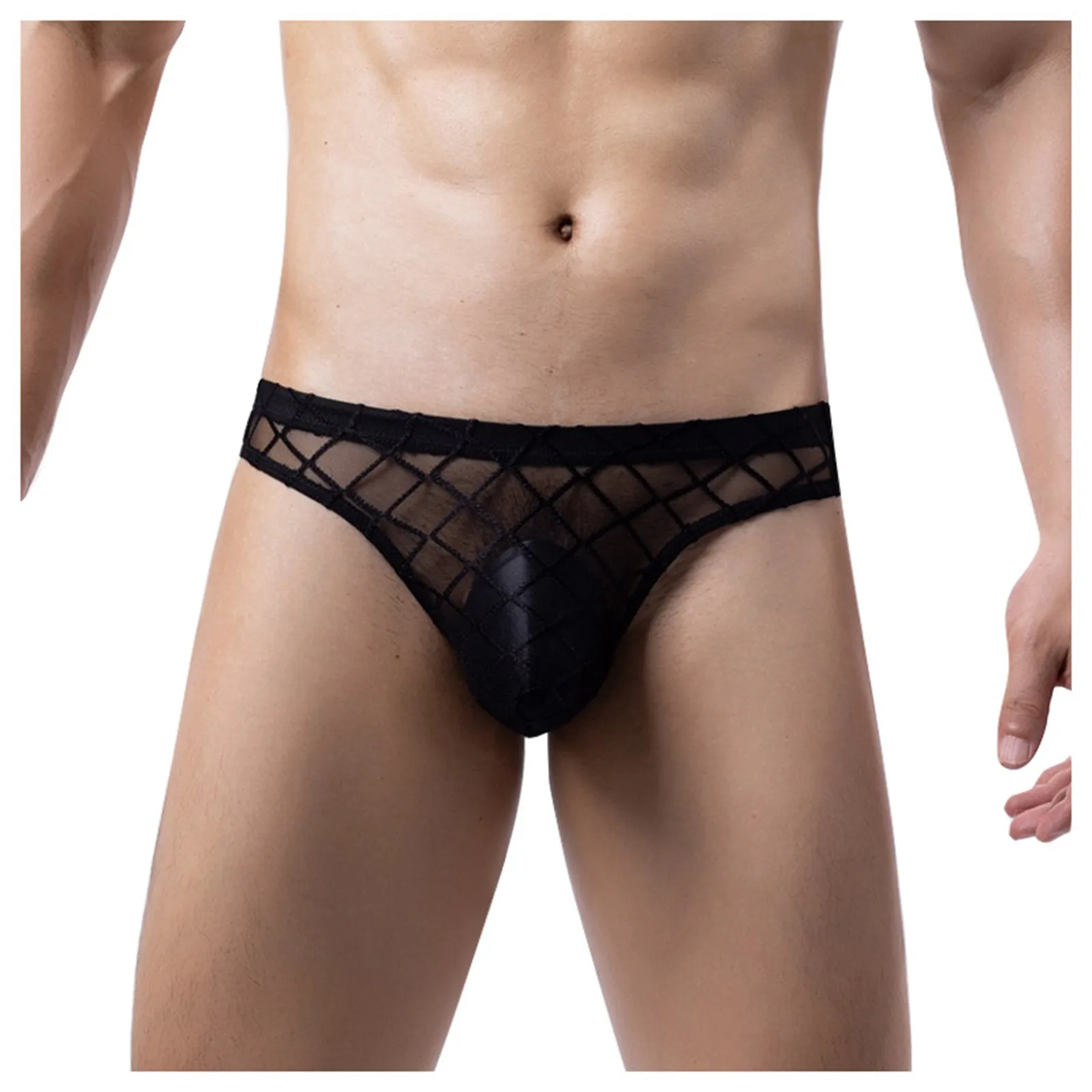 اللاتكس السراويل الرجال الرجال ثونغ مثير الماس شبكة منخفضة الارتفاع شفافة الملابس الداخلية ثونغ حزمة متنوعة غريبة