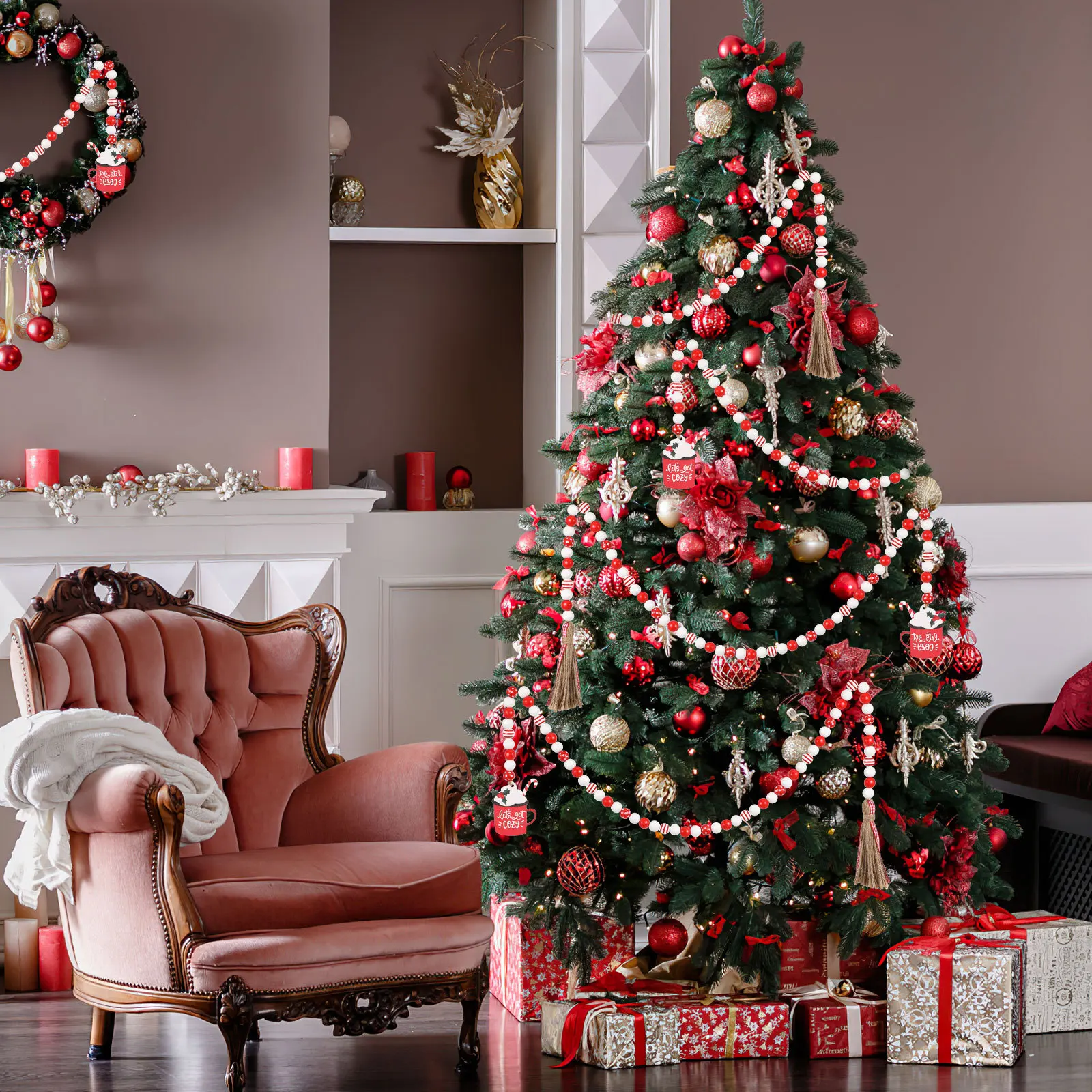 

Creative Wood Beads String Ornament Household Coordination Long Term Use Perfect Integration Life Decor