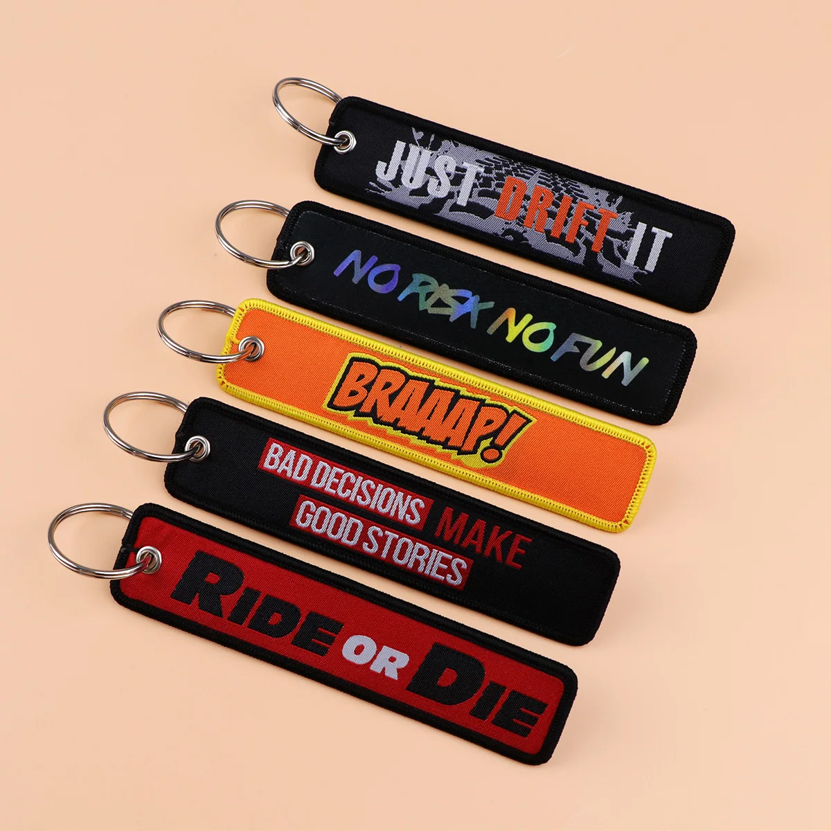 Funny Quotes Series Embroidery Key Fobs Keychain