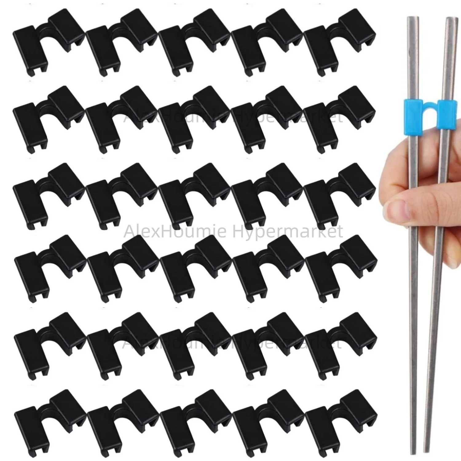 30 Uds. Palillos de entrenamiento reutilizables para niños, ayudante de práctica de plástico, paquete de palos, conector de bisagras para niños, adultos, entrenadores principiantes