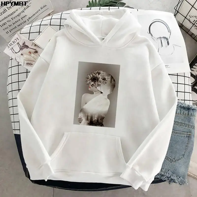 

2022 Fashion Beauty Graphics Printed Harajuku Casual Hooded Tops Spring Autumn ladies girl loose Breathable Hipster Sweatshirt