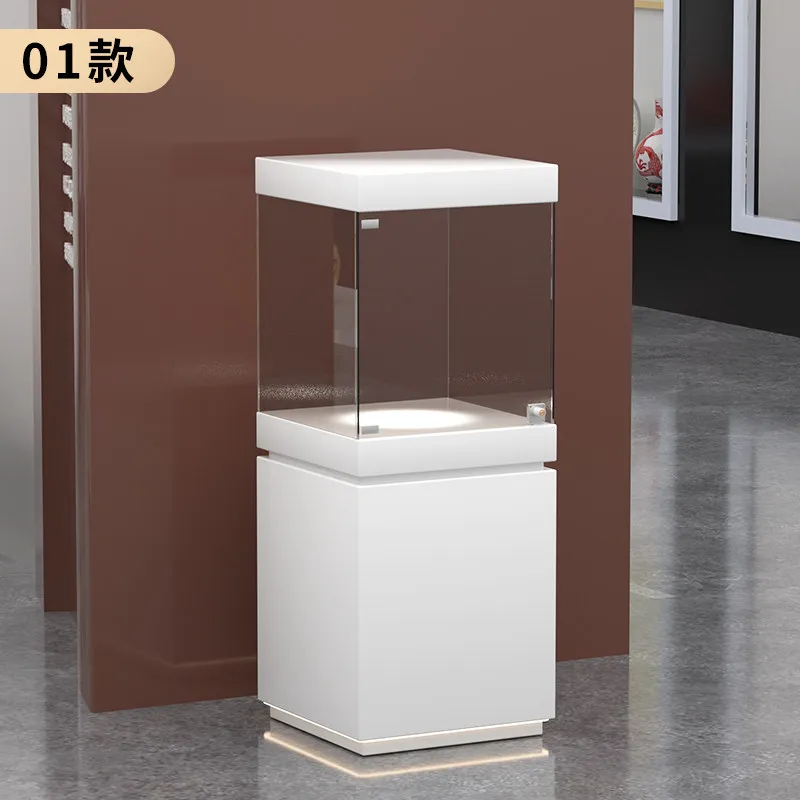 Museum antique porcelain glass display cabinet custom jewelry jade antique cultural relics figure display cabinet paint cabinet