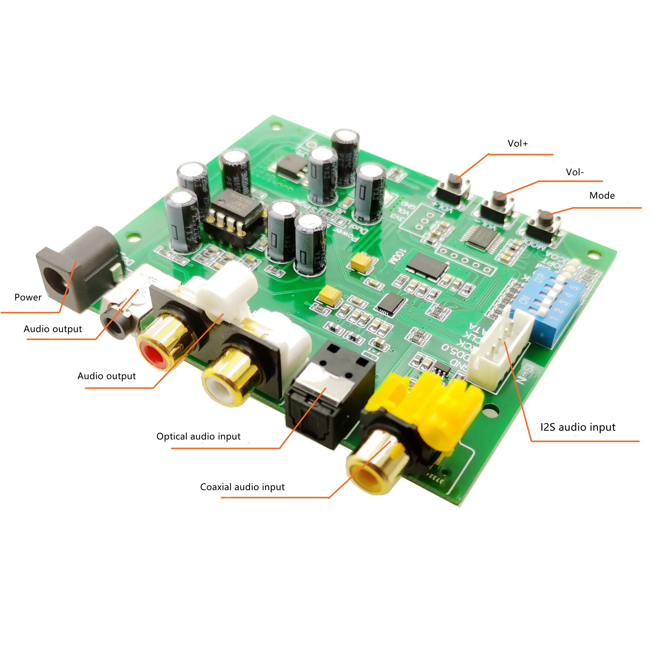 Taidacent HIFI 32bit 384k DSD64/128/256 I2S IIS DSD DOP Coaxial Fiber SPDIF Digital Audio DAC Decoder Board JRC5532 ES9038Q2M