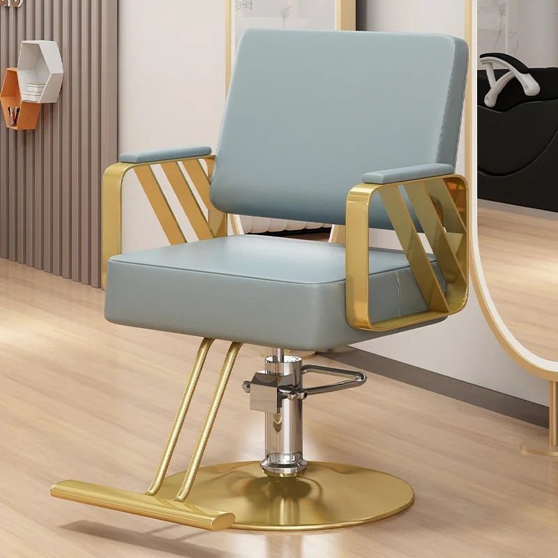 Barbershop Men Barber Chair Luxury Designed Beauty Salon Barber Chair Swivel Retro Gold Cadeira De Barbeiro Salon Furniture