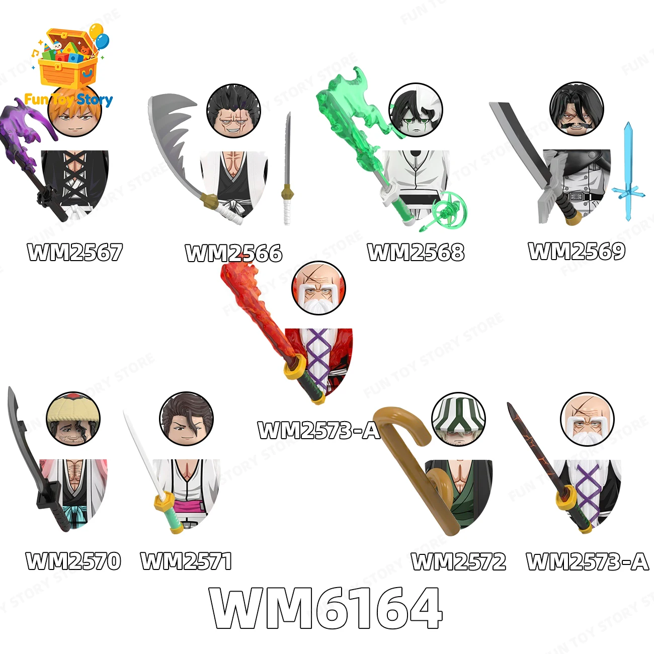 WM6164+WM2573-A Blocs de construction de personnages de dessins animés, collection pour les passionnés de dessins animés, cadeau pour les personnes