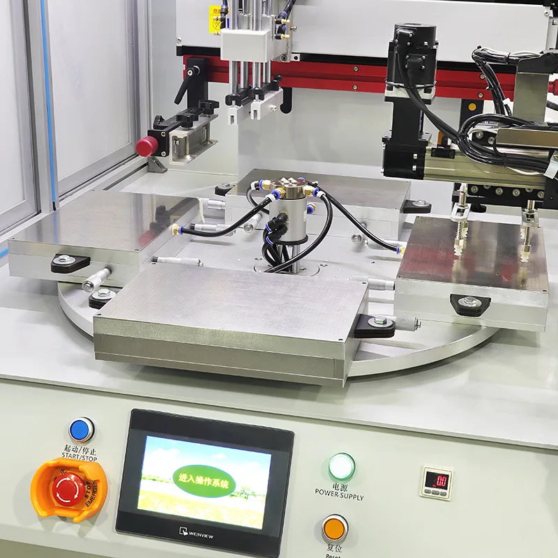 Four-station turntable screen printing machine, manipulator cutting and dividing device PLC servo screen machine