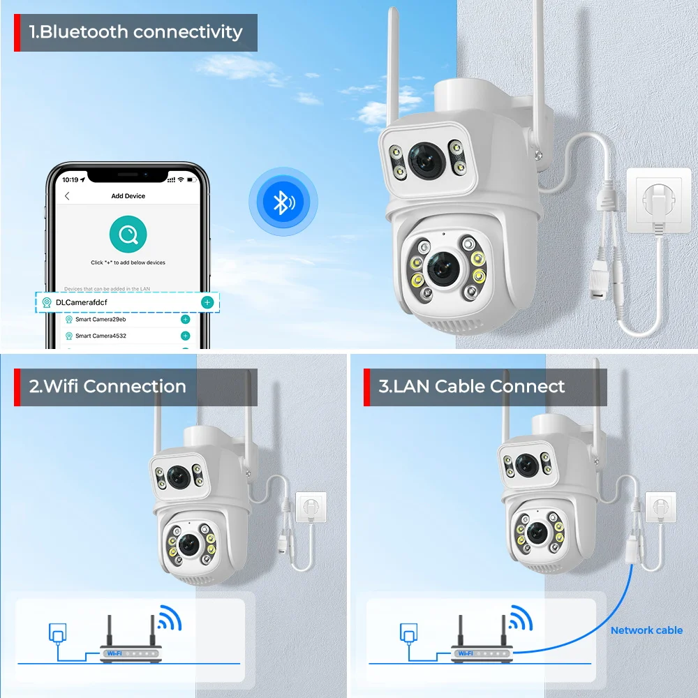 BESDER 8MP PTZ Wifi cámara exterior pantalla Dual Color visión nocturna 4MP protección de seguridad CCTV Wifi vigilancia IP cámara iCSee